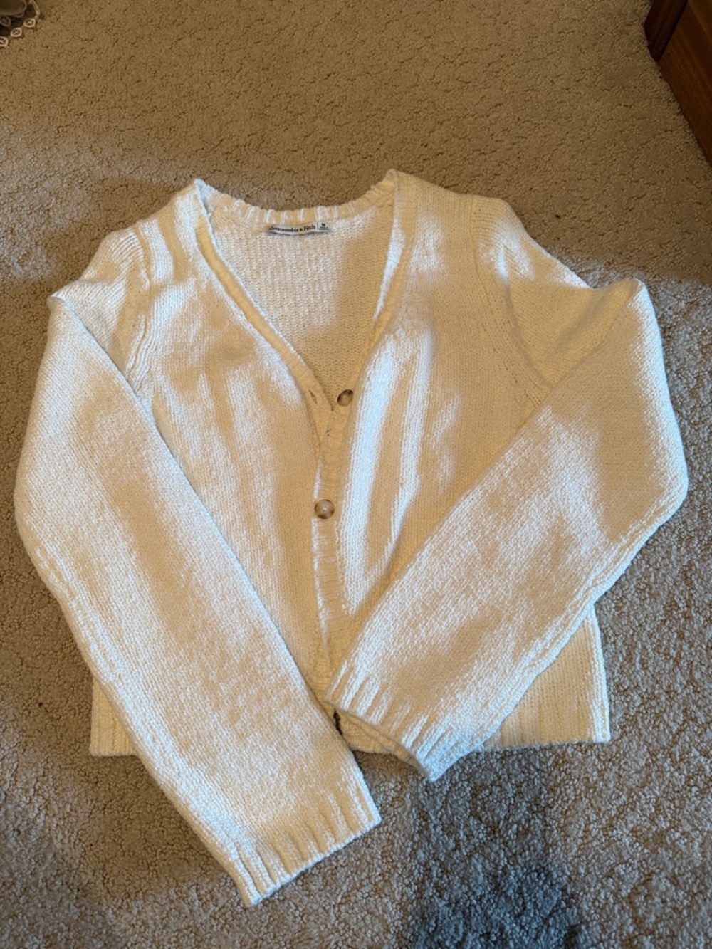 Abercrombie & Fitch Ivory V-Neck Button Front Cardigan